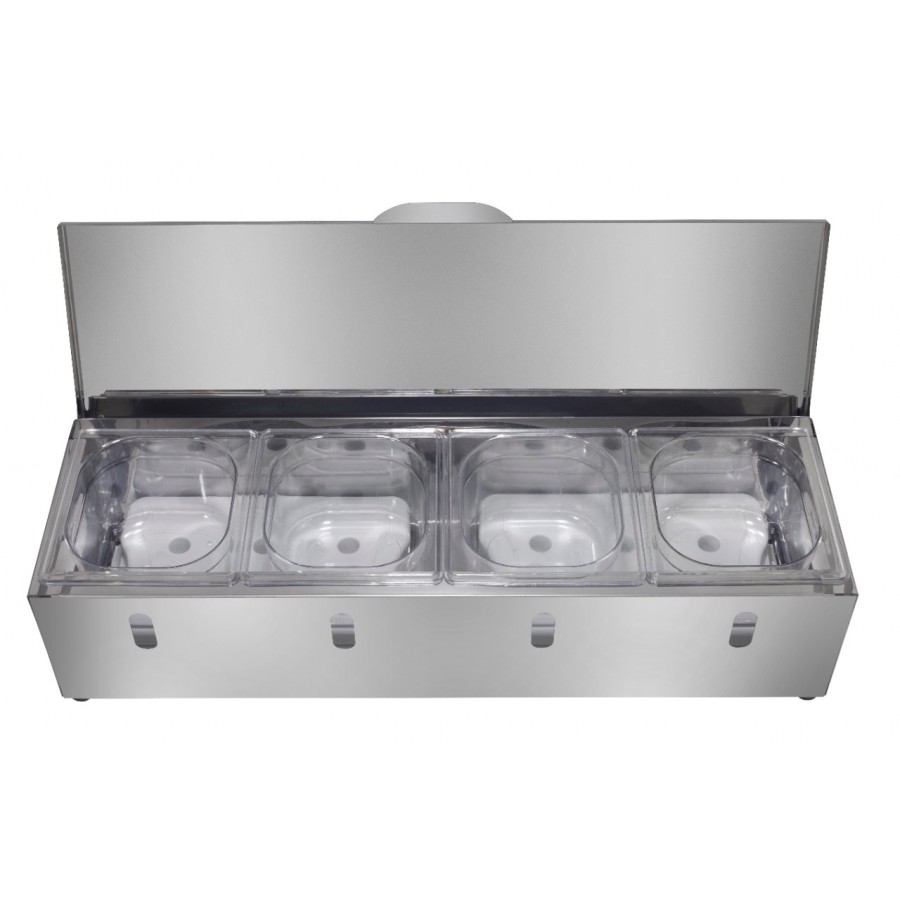 Condimentadora Refrigerada Pizzarola Inox 4 Cubas Tampa Reta - Aisa
